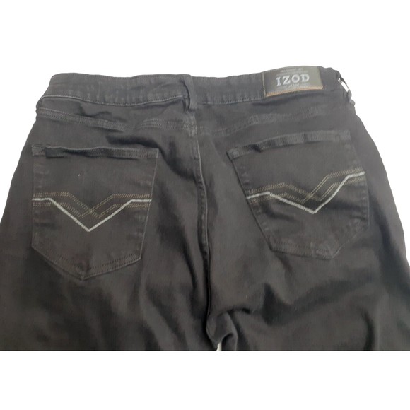 IZOD Men's Size 34x32 Black Denim Jean Slim Fit Straight Leg Jeans Zipper - Picture 7 of 7